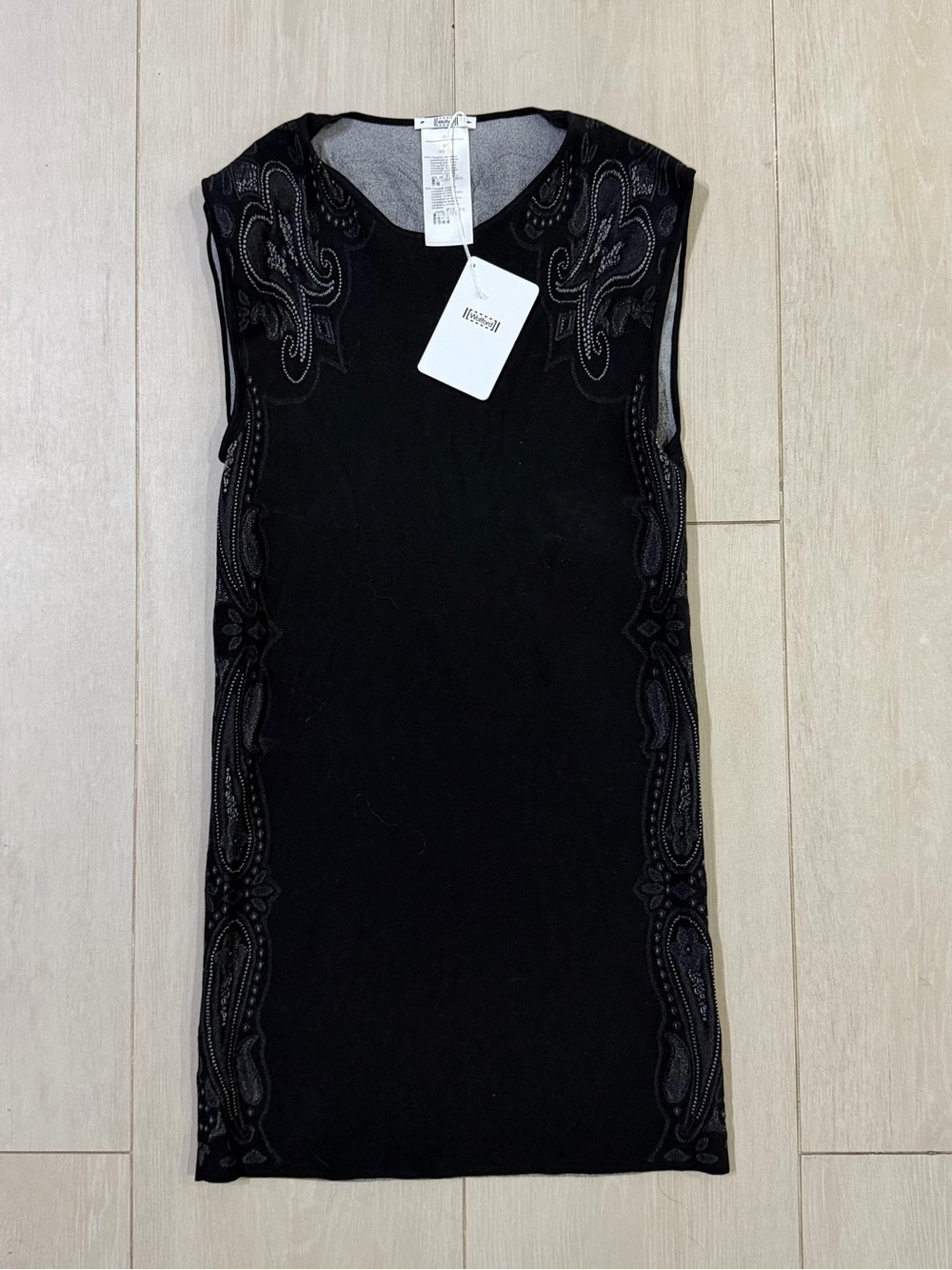 Wolford Black Ornate Paisley Graphic Sleeveless Top
